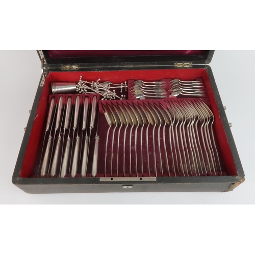 2454 - A CANTEEN OF 19TH CENTURY AUSTRIAN SILVER CUTLERYmakers mark IL, with possible retailers mark for W.... 