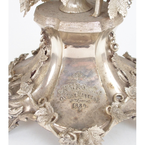 2456 - AN IMPRESSIVE VICTORIAN SILVER PLATED CENTREPIECEin the rococo revival style, naturalistically model... 