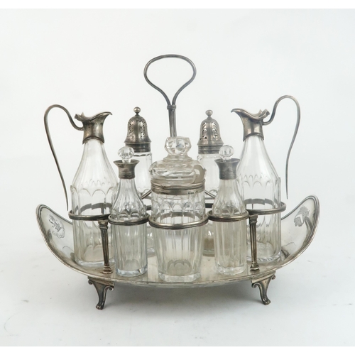 2474 - A GEORGE III SILVER CRUET STANDby Robert Hennell I, London 1792, of everted oval form, with seven ci... 