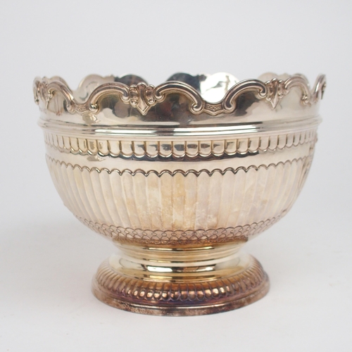 2478 - A LATE VICTORIAN SILVER ROSE BOWLby Elkington & Co, Birmingham 1895, the body fluted, with bands... 
