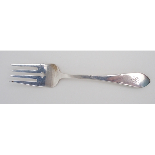 2485 - CARTIER;A part-suite of pointed end Sterling cutlery comprising; eight forks, 7.5in, six cake forks,... 