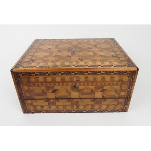 2569 - AN INTRICATE PARQUETRY-INLAID SPECIMEN WOOD WRITING SLOPE BY JOHN WALLACE OF GLASGOWWith an original... 