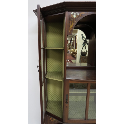 2001 - AN ART NOUVEAU MAHOGANY SHAPLAND & PETTER, BARNSTABLE DISPLAY CABINETwith mother of pearl marque... 