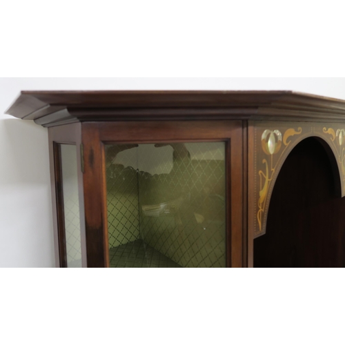 2001 - AN ART NOUVEAU MAHOGANY SHAPLAND & PETTER, BARNSTABLE DISPLAY CABINETwith mother of pearl marque... 