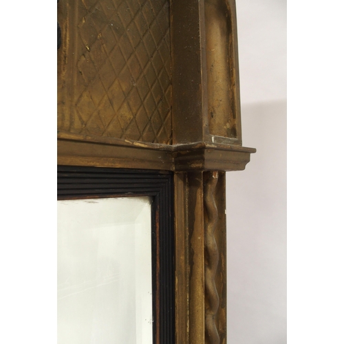 2008 - A REGENCY GILTWOOD GESSO FRAMED BEVELLED GLASS WALL MIRRORwith moulded cornice with applied ball dec... 