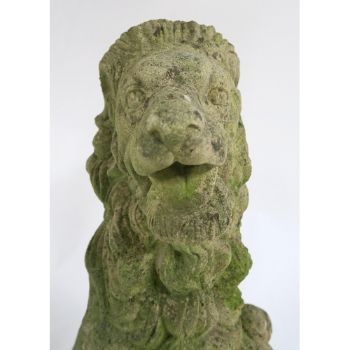 2009 - A 19TH CENTURY SCOTTISH CARVED STONE HERALDIC LION GATE FINIALwith seated lion bearing a blank scrol... 