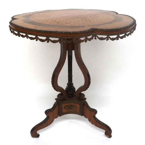 2020 - A LATE VICTORIAN KINGSWOOD INLAID TILT TOP OCCASIONAL TABLEwith parquetry inlaid quatrefoil top, wit... 