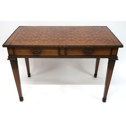 2022 - A CONTINENTAL LOUIS XVI STYLE KINGSWOOD BUREAU PLATwith parquetry inlaid top with gilt metal edge mo... 