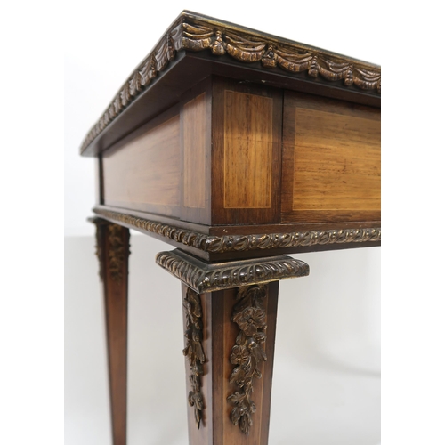 2022 - A CONTINENTAL LOUIS XVI STYLE KINGSWOOD BUREAU PLATwith parquetry inlaid top with gilt metal edge mo... 