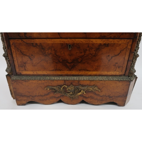 2024 - A CONTINENTAL NAPOLEON III STYLE BURR WALNUT CHEST OF DRAWERSwith six central drawers on plinth base... 