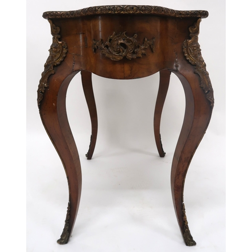 2025 - A FRENCH LOUIS XV STYLE DRUCE & CO WALNUT AND MARQUETRY INLAID CENTRE TABLEshaped top with gilt ... 