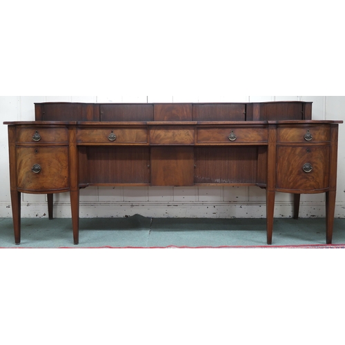 2030 - A 19TH CENTURY MAHOGANY SIDEBOARDwith tambour fronted superstructure over central frieze drawer flan... 