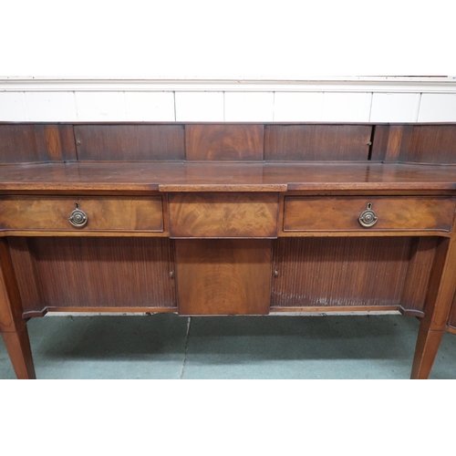 2030 - A 19TH CENTURY MAHOGANY SIDEBOARDwith tambour fronted superstructure over central frieze drawer flan... 