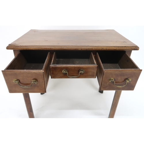 2035 - A GEORGIAN MAHOGANY LOWBOYwith central shallow drawer flanked by deep drawers either side over shape... 