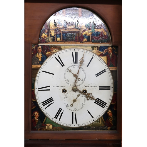 2043 - A 19TH CENTURY MAHOGANY CASED JN CAMERON KILMARNOCK LONGCASE CLOCKwith white painted dial bearing Ro... 