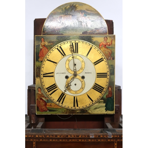 2048 - A 19TH CENTURY WALNUT AND CHECKER INLAID CASED W.B. RODGER AIRDRIE LONGCASE CLOCKwith gilt... 