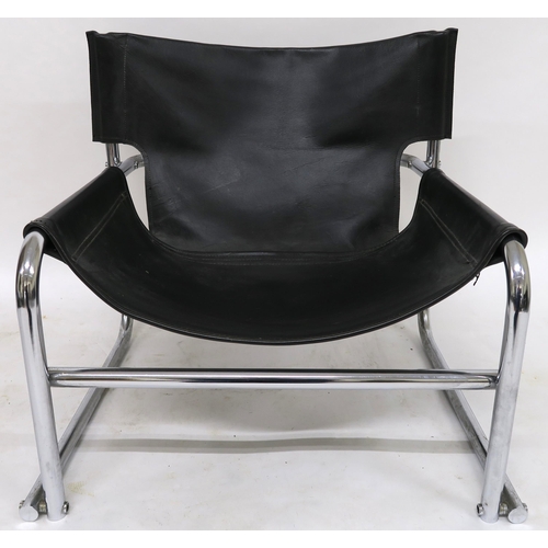 2103 - A PAIR OF MID 20TH CENTURY ROBERT KINSMAN FOR HABITAT T1 ARMCHAIRSwith leather seats on chromed tubu... 
