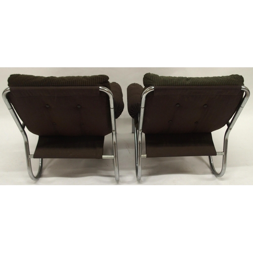 2104 - A MID 20TH CENTURY CHROMED FRAMED THREE PIECE SUITEcomprising two seat sofa, 77cm high x 114cm wide ... 