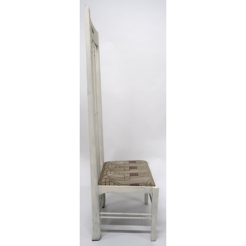 2126 - A 20TH CENTURY AFTER CHARLES RENNIE MACKINTOSH HIGH BACK CHAIRwhite painted frame with pierced back ... 