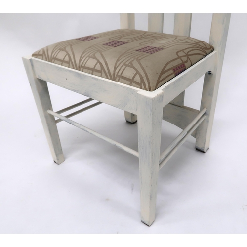 2126 - A 20TH CENTURY AFTER CHARLES RENNIE MACKINTOSH HIGH BACK CHAIRwhite painted frame with pierced back ... 