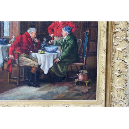 2925 - R* C*HUNTSMEN MAKING PUNCH Oil on canvas, inscribed with initials lower right, dated (19)03, 50 x 39... 