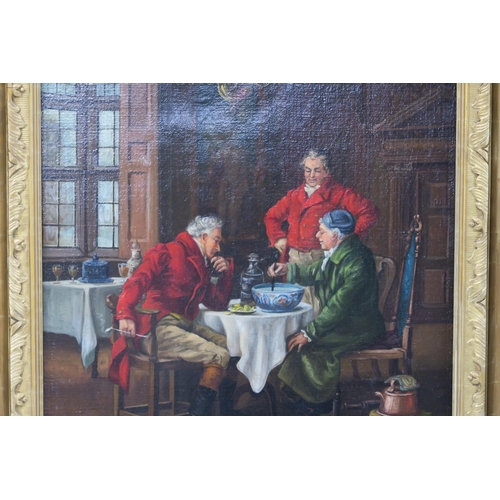 2925 - R* C*HUNTSMEN MAKING PUNCH Oil on canvas, inscribed with initials lower right, dated (19)03, 50 x 39... 