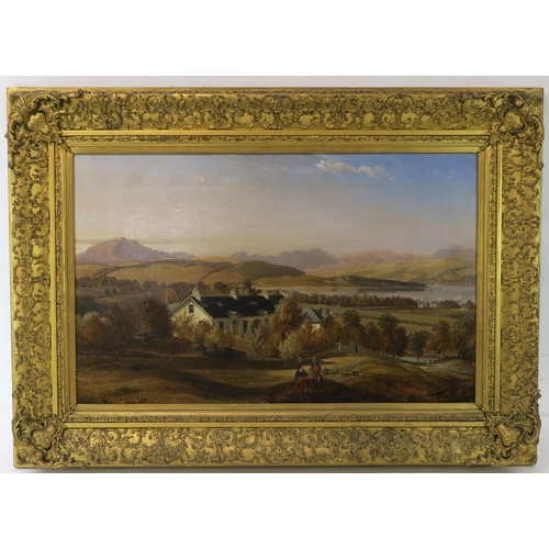 2927 - DAVID MAITLAND MCKENZIE RSA (SCOTTISH 1800-1875) FIRTH OF CLYDE WITH ELEGANT COUNTRY HOUSEOil on can... 