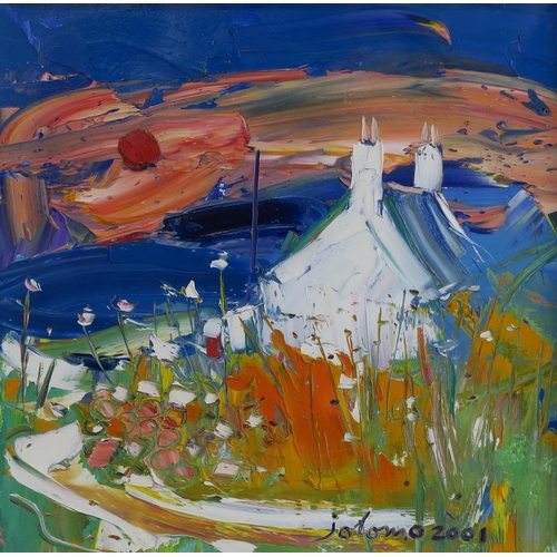 2931 - JOHN LOWRIE MORRISON (SCOTTISH b.1948) SUMMER SUNRISE, ISLE OF ULVA Oil on canvas, signed lower righ... 
