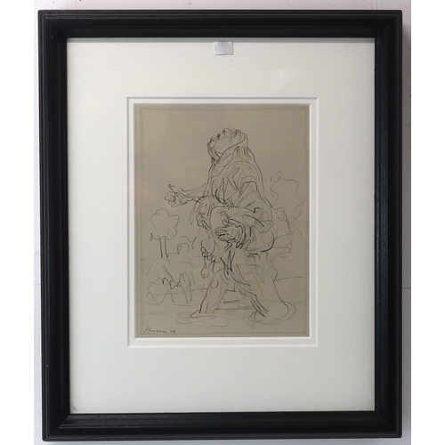 2946 - PETER HOWSON OBE (SCOTTISH b. 1958)HE'S MY BROTHER Charcoal and wash, signed lower left, dated (20)0... 