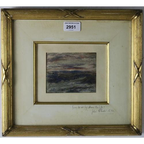 2951 - SAMUEL BOUGH RSA (BRITISH 1822-1878)SUNDOWNWatercolour, monogrammed lower left, 9 x 11cm (3.5 x 4.25... 