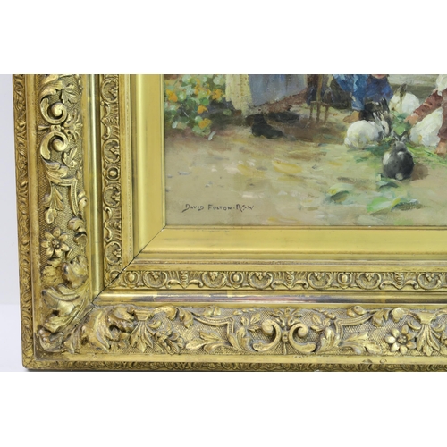 2965 - DAVID FULTON RSW (SCOTTISH 1848-1930) BUNNY'S BREAKFAST Oil on canvas, signed lower left, 52 x 37cm ... 