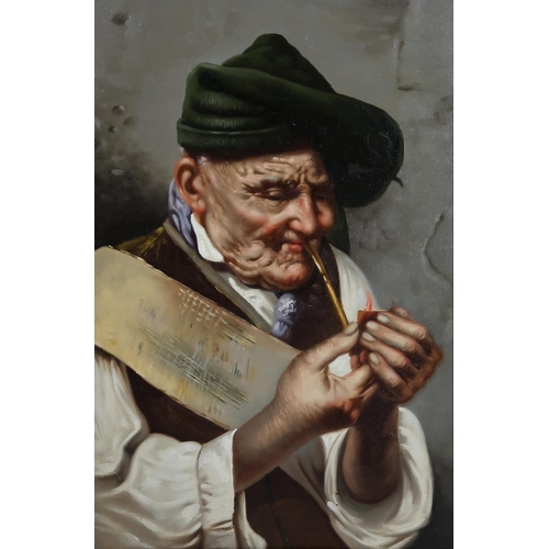 2966 - ATTRIBUTED TO RAFFAELE FRIGERIOA GOOD SMOKE Oil on canvas, 37 x 25cm (14.5 x 10