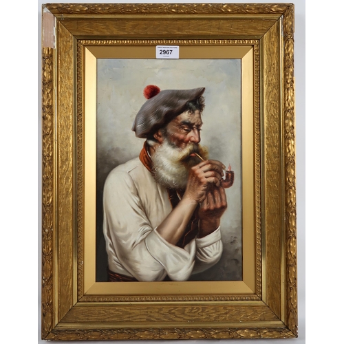 2967 - ATTRIBUTED TO RAFFAELE FRIGERIOLIGHTING THE PIPEOil on canvas, 37 x 25cm (14.5 x 10
