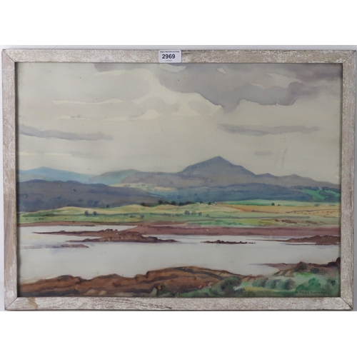 2969 - WILLIAM MILES JOHNSTON (SCOTTISH 1893-1974)RIVER LANDSCAPE, PROBABLY GALLOWAYWatercolour, signed low... 