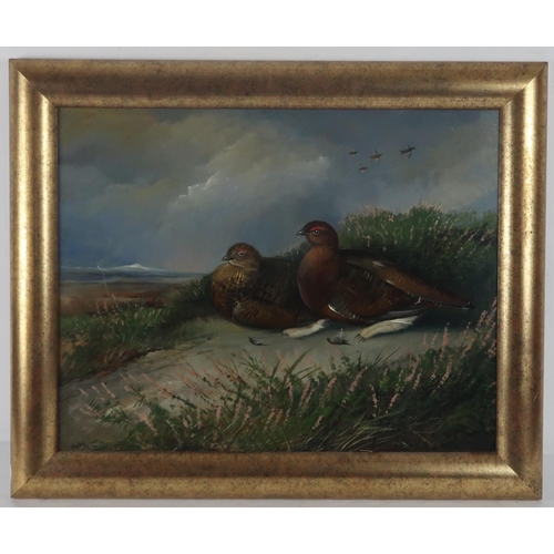 2971 - EDWARD HASELL MCCOSH (SCOTTISH b.1949)A PAIR OF RED GROUSE AMIDST HEATHEROil on board, signed lower ... 