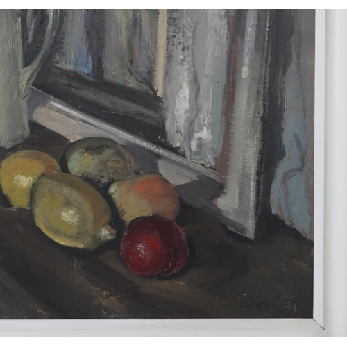 2977 - WILLIAM MCCANCE (SCOTTISH 1894-1970)JUG AND FRUITOil on canvas, signed lower right, dated 1947, 51 x... 