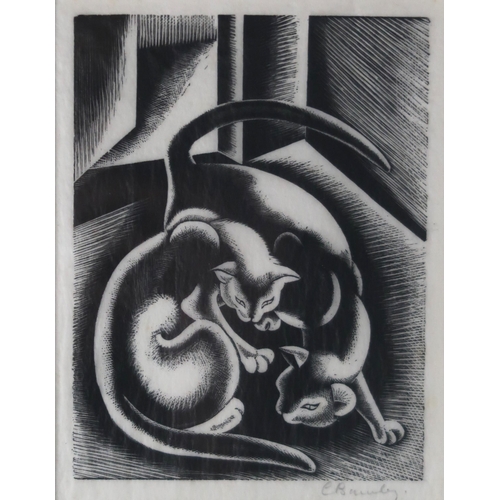 2983 - CYNTHIA BURNLEY (BRITISH 1900-1964)CATS AT PLAYWood engraving, signed in pencil lower right, 14.5 x ... 