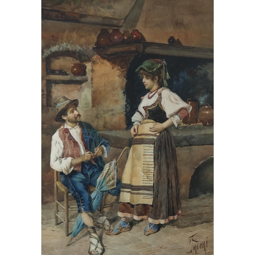 2985 - FILIPPO INDONI (ITALIAN c1842-1908)A QUIET MOMENT TOGETHERWatercolour, signed lower right, 54 x 37cm... 