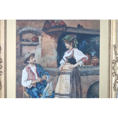 2985 - FILIPPO INDONI (ITALIAN c1842-1908)A QUIET MOMENT TOGETHERWatercolour, signed lower right, 54 x 37cm... 