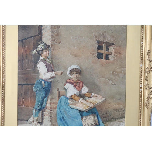 2986 - FILIPPO INDONI (ITALIAN c1842-1908)TEASINGWatercolour, signed lower right, 53 x 36cm (20.75 x 14.25