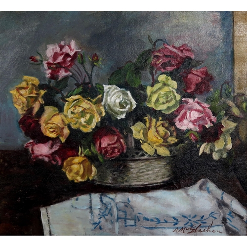 3000 - ARCHIBALD MCGLASHAN (Scottish 1888-1980)ROSESOil on canvas, signed lower right, 50 x 54cm (19.7 x 21... 