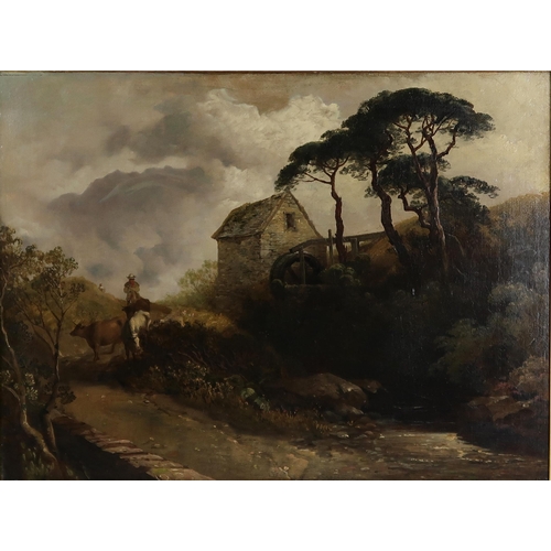 3005 - SCOTTISH SCHOOL (19thC)DROVER BY A MILLOil on canvas, 44.5 x 60cm (17.5 x 24