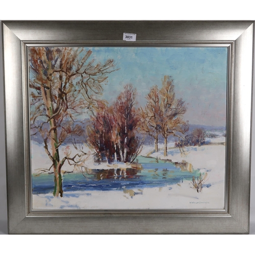 3031 - WILLIAM WRIGHT CAMPBELL (SCOTTISH 1913-1992)WINTER LANDSCAPEOil on canvas, signed lower right, 51 x ... 