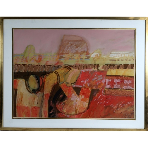 3037 - * HARDIE (BRITISH 20th CENTURY)IN THE FIELDSMixed media, signed lower right, 67 x 92cm (26.5 x 36