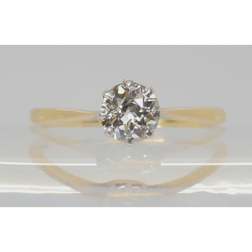 2716 - A DIAMOND SOLITAIRE RINGset with an estimated approx 0.70cts old cut diamond in a platinum crown mou... 
