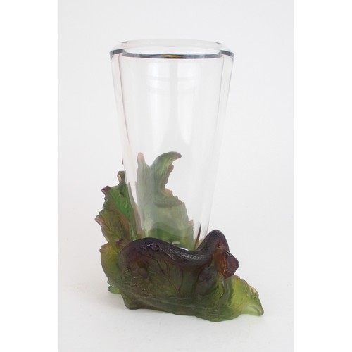 2235 - A DAUM GLASS SERPENT VASE STANDwith clear glass Nachtmann glass vase, with box... 