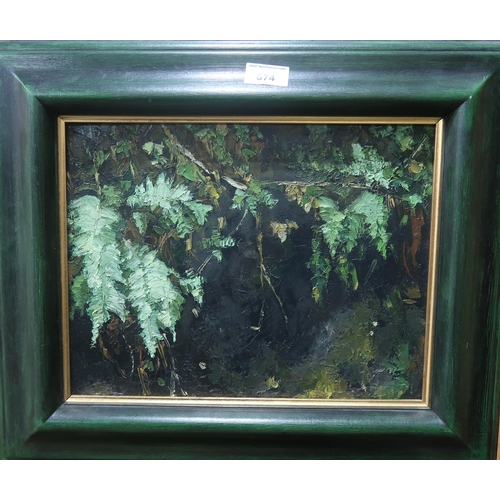 1062 - SCOTTISH SCHOOLFERNSOil on canvas, 24 x 34 cm Together with another 'Poppies', 7 x 8cmInscribed vers... 