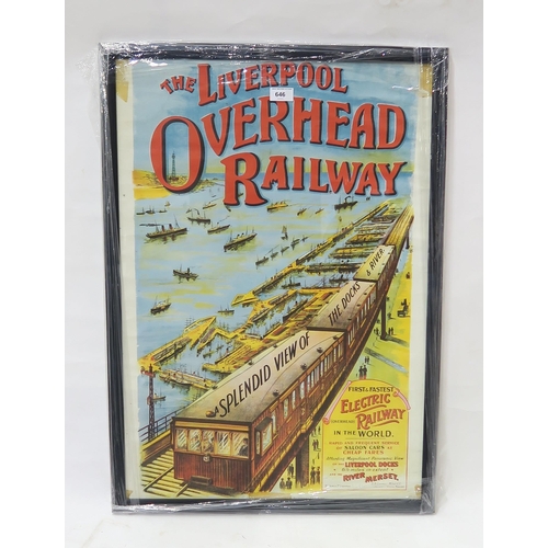 646 - A Liverpool Overhead Railway advertising poster (likely unoriginal), framed under glass and measurin... 