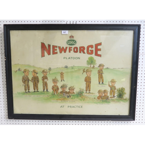 647 - WITHDRAWNAn original watercolour WW2 caricature tableau by T.D. Watson, titled U.H.G. Newforge Plato... 