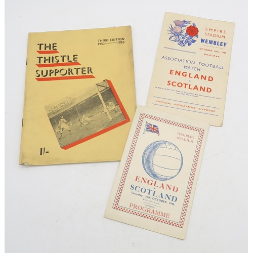 649 - SPORTING MEMORABILIATwo wartime Scotland v. England football programmes (both matches at Wembley Sta... 